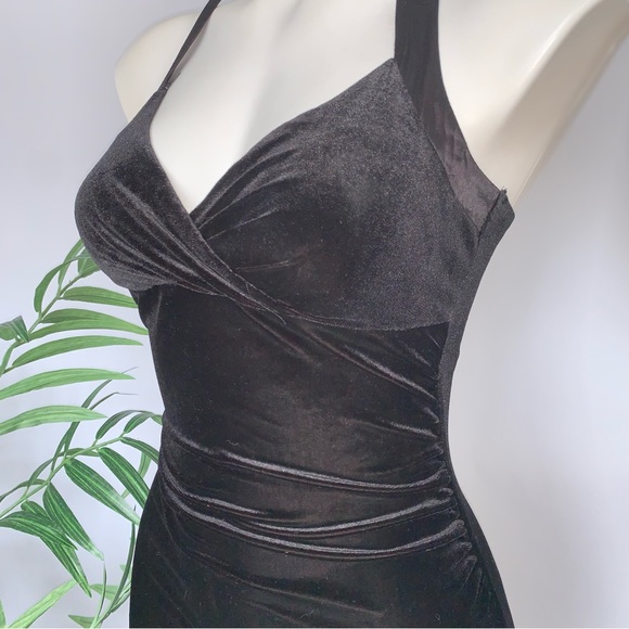 v i n t a g e :: Gorgeous Black Velvet Corset Tie Halter Maxi Dress - Picture 14 of 14